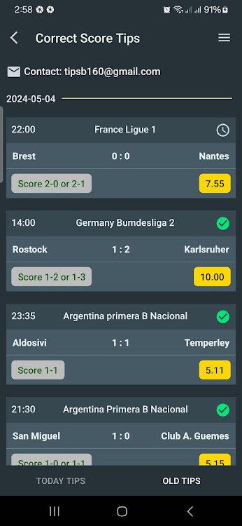 Schermata Betting Tips Correct Score 3