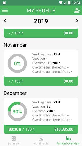 Schermata Working Timer - Timesheet 2