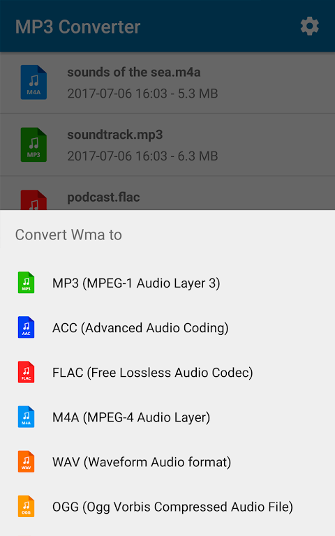 MP3 कनवर्टर संगीत ogg flac wav स्क्रीनशॉट 1