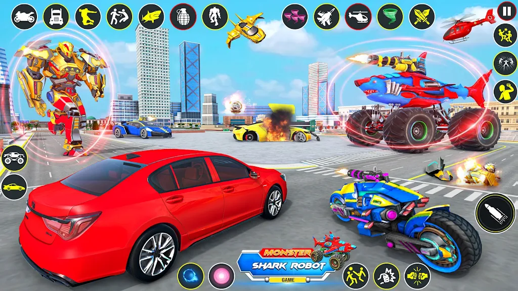 Monster Truck Robot Shark Game স্ক্রিনশট 0