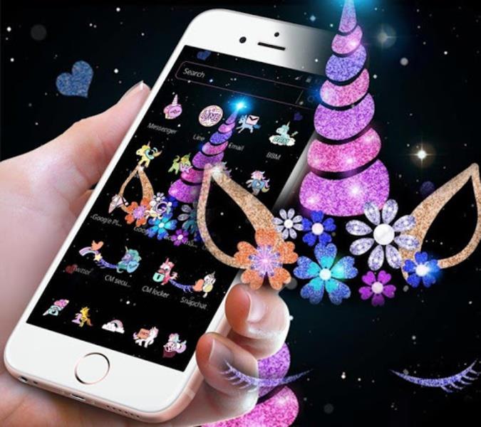 Night Star Unicorn Sparkling Theme ဖန်သားပြင်ဓာတ်ပုံ 2