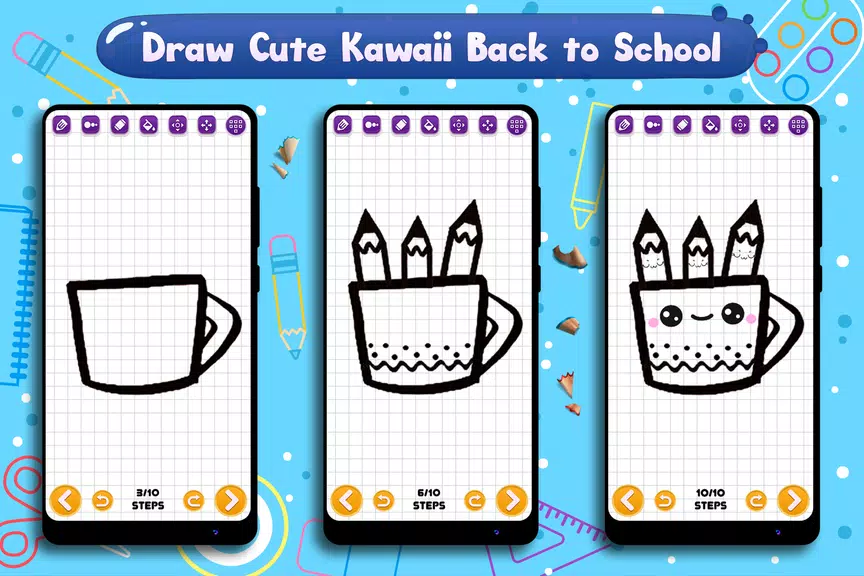 Learn to Draw School Supplies Ekran Görüntüsü 3