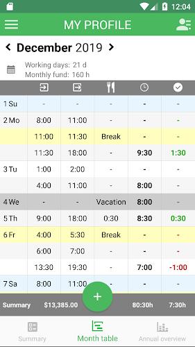 Schermata Working Timer - Timesheet 1