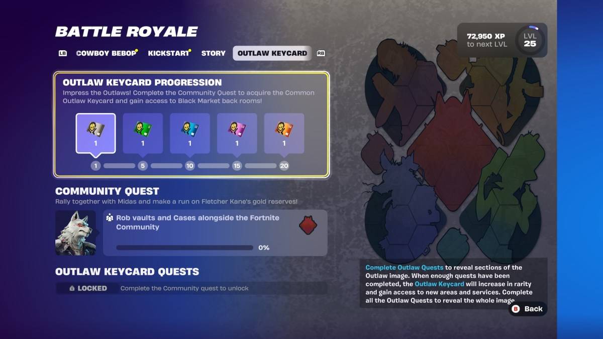 Fortnite第6章中的Outlaw KeyCard升级。