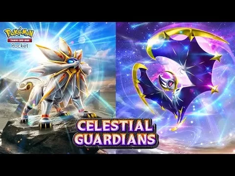 솔가레오와 루나아라가 등장하는 포켓몬 TCG 포켓 천체 수호자즈 프로모션 아트