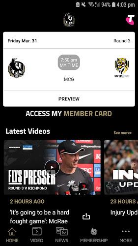 Collingwood Official App स्क्रीनशॉट 0