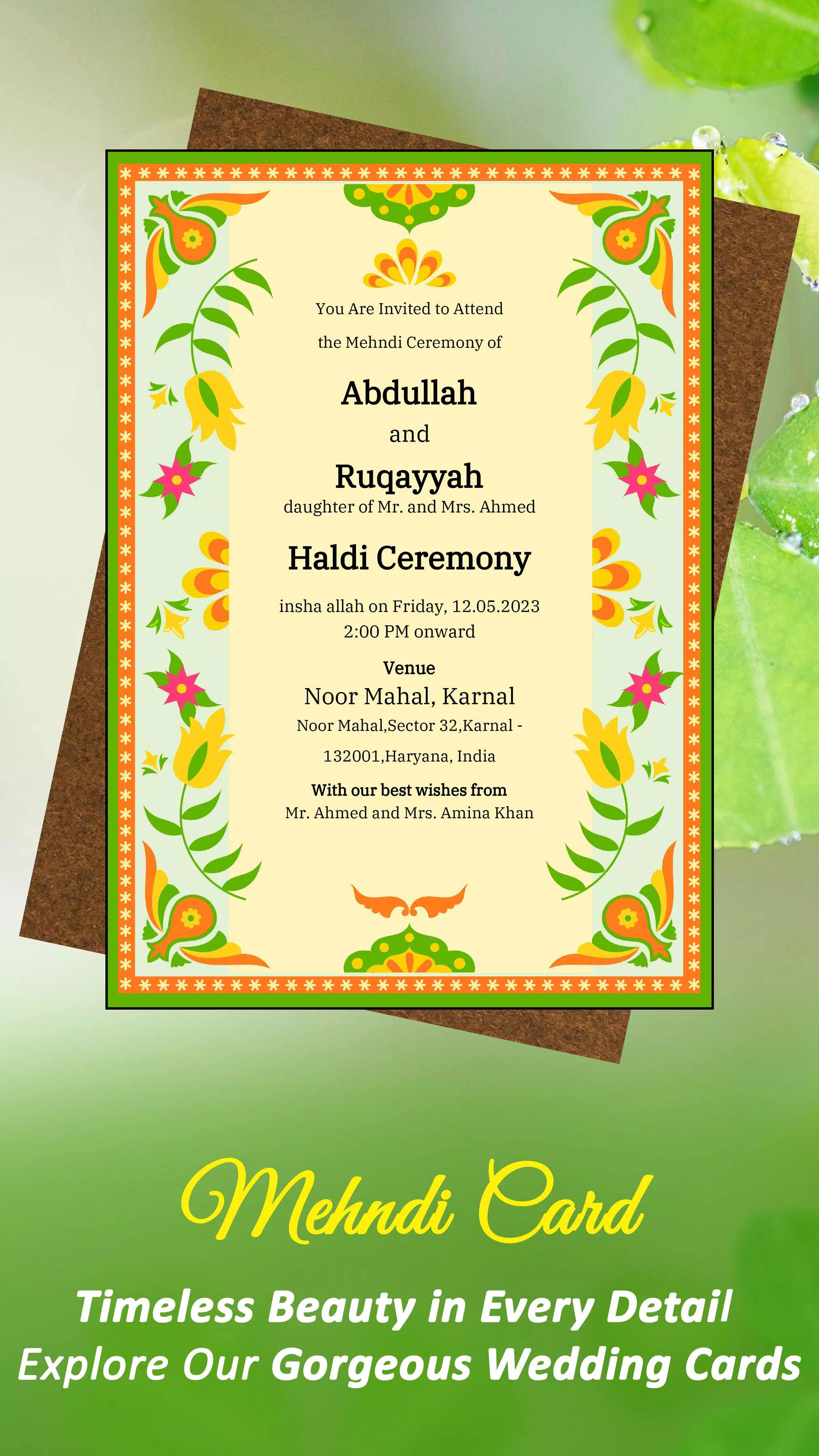 Muslim Wedding Card Maker Captura de pantalla 3