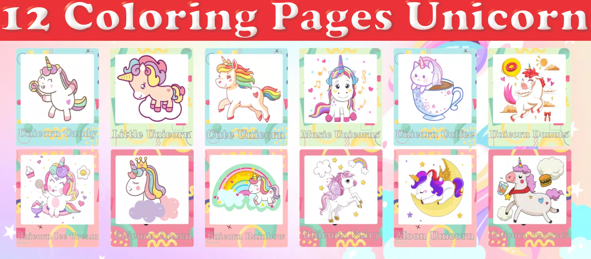 Little Unicorn Coloring Pages スクリーンショット 1