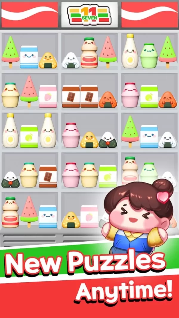 Cheerful woman posing beside perfectly organized supermarket shelves