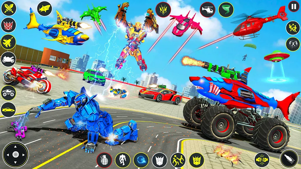 Monster Truck Robot Shark Game Schermafbeelding 1