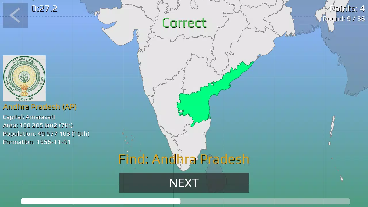 India Map Quiz Captura de tela 2