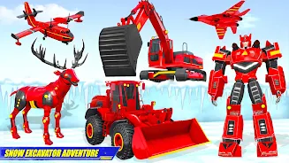 Snow Excavator Robot Car Games Скриншот 3