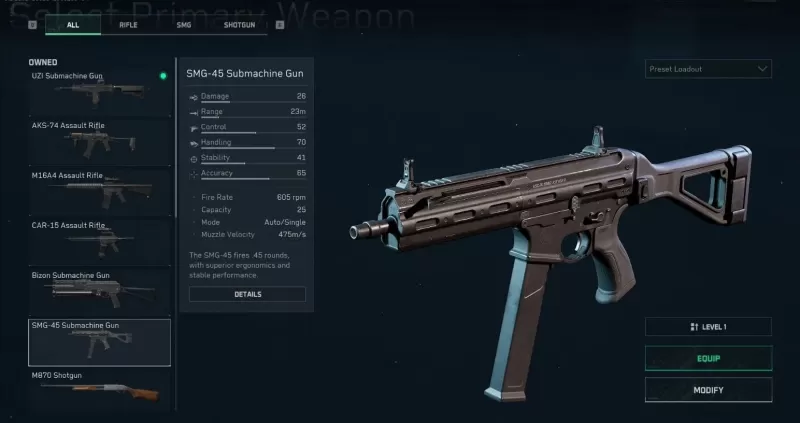 Guide de configuration du Delta Force SMG 45