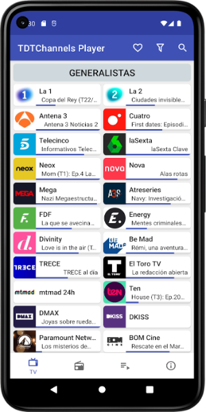 <p>TDTChannels: Eine neue Möglichkeit, spanisches Digitalfernsehen und Radio kostenlos zu genießen </p>
<p>TDTChannels ist eine kostenlose digitale TV- und Radio-App, die Benutzern Zugriff auf eine Vielzahl spanischer Kanäle und Radiosender bietet. Egal wann und wo Sie sind, Sie können Ihre Lieblingssendungen auf Ihrem Android-Gerät ansehen oder anhören und dabei HD-Qualität und ein flüssiges Seherlebnis genießen. </p>
<p><img src=