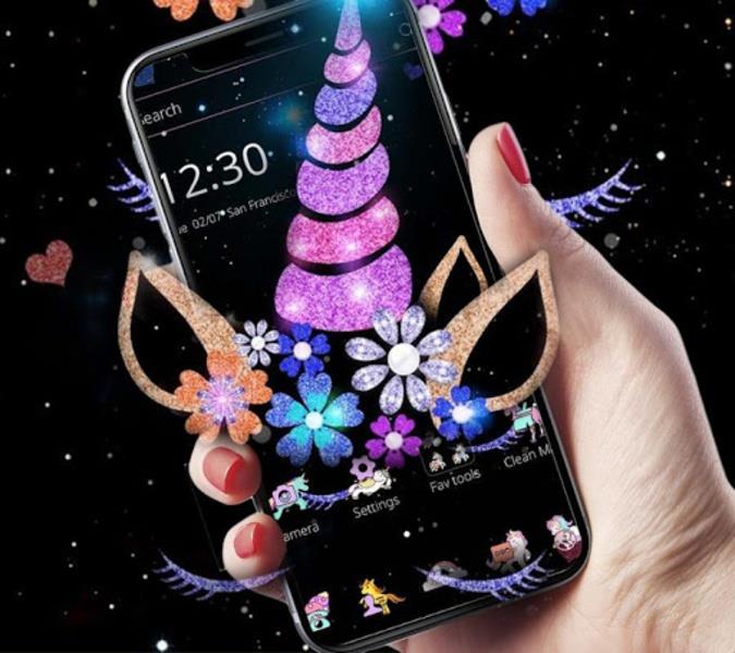 Night Star Unicorn Sparkling Theme ဖန်သားပြင်ဓာတ်ပုံ 1