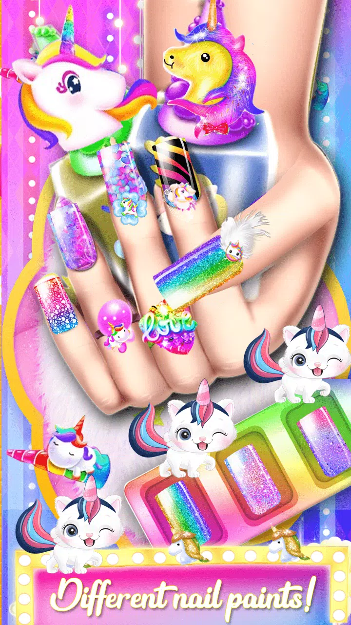 Unicorn Acrylic Nails Makeover Schermafbeelding 0