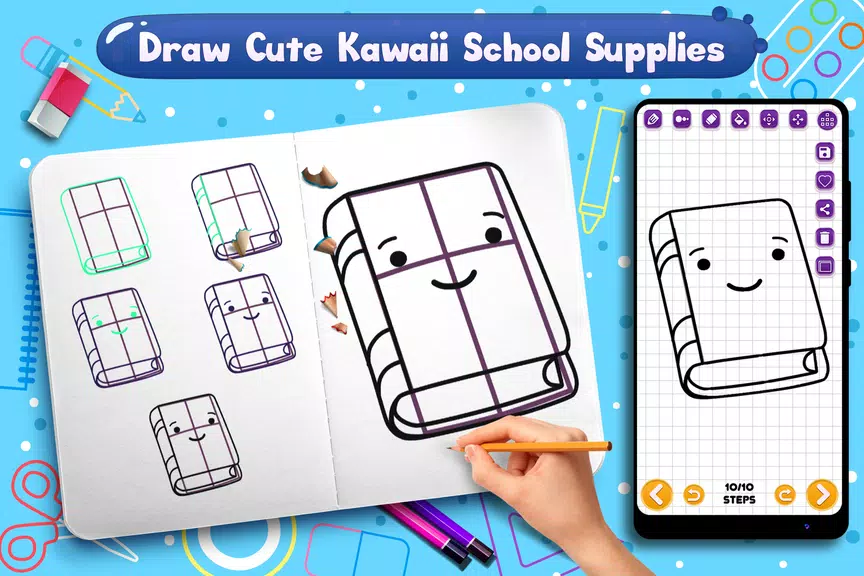 Learn to Draw School Supplies Ekran Görüntüsü 0