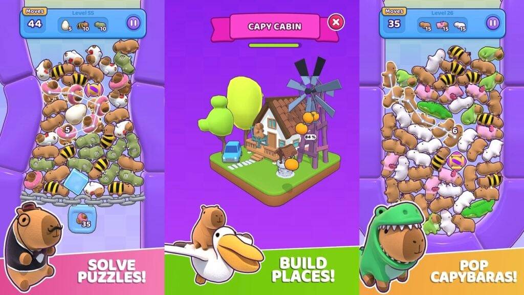 Match-Three Rompiller 'Capybara Stars' debuta con toque de construcción de casas