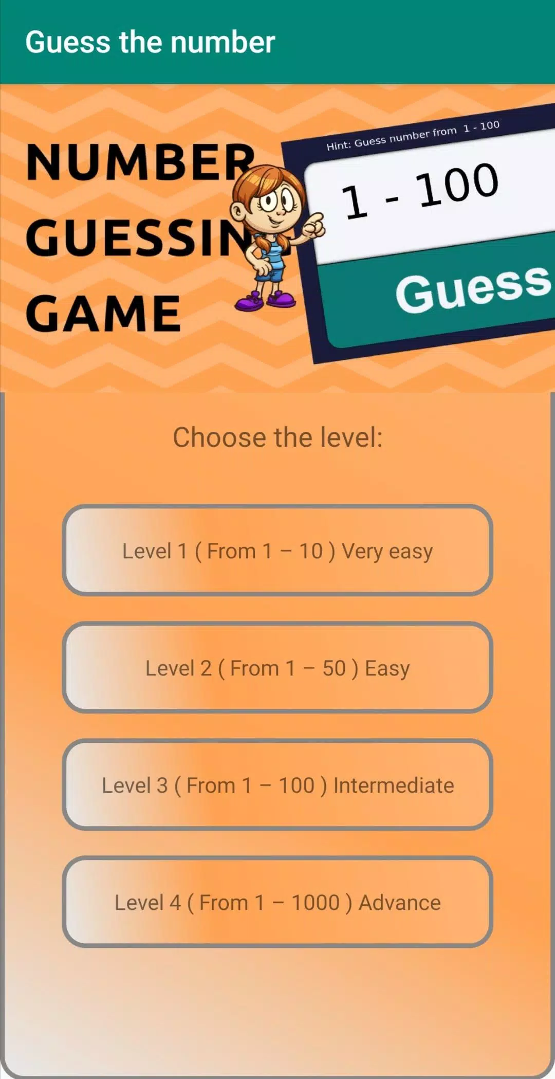 Guess the number 스크린샷 0