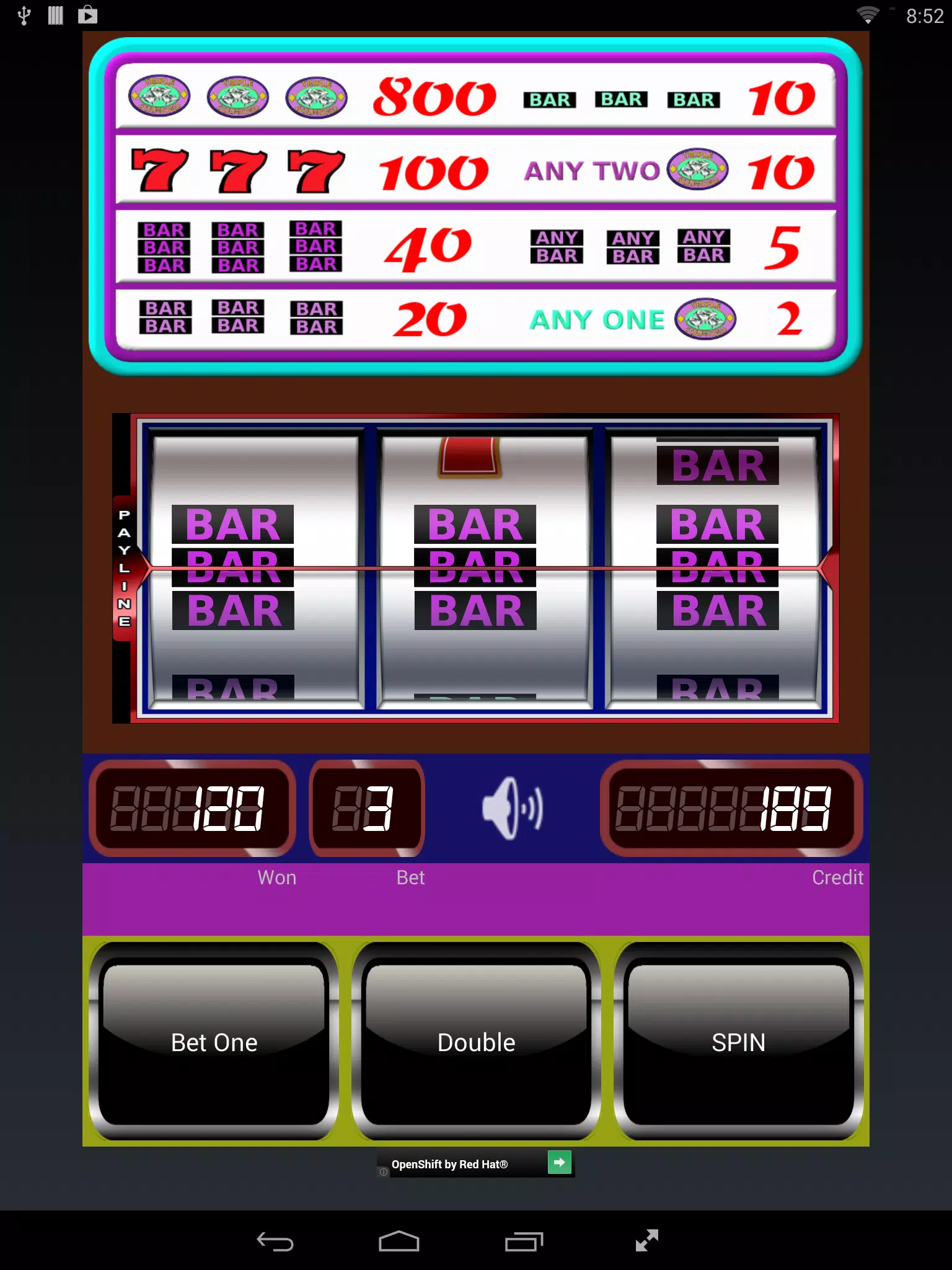 Triple Diamond Slot Machine ภาพหน้าจอ 1