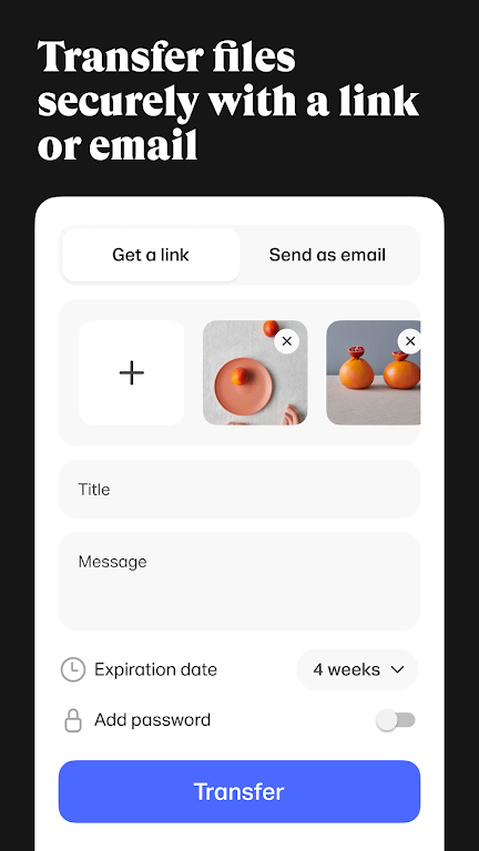 WeTransfer : File Transfer Capture d'écran 1