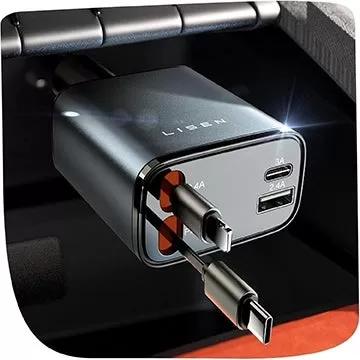 Lisen汽車充電器，可伸縮USB電纜低於$ 15