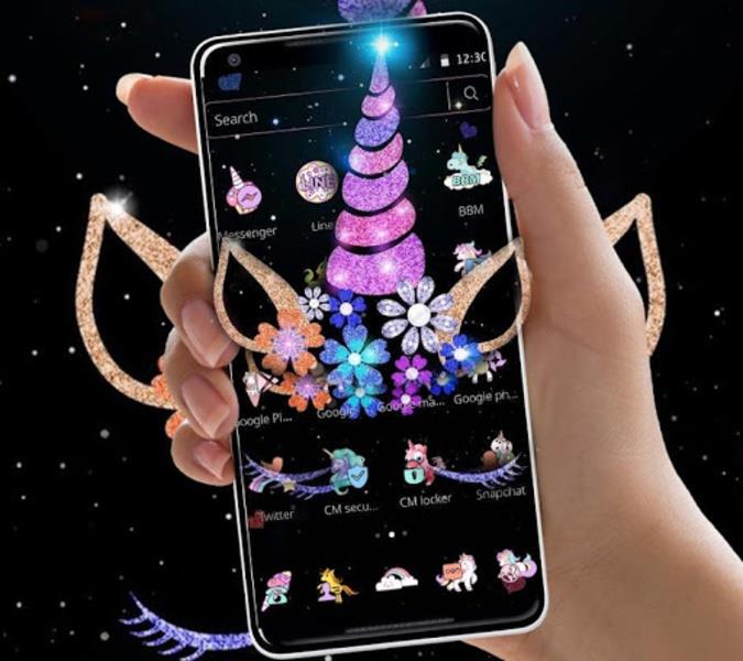 Night Star Unicorn Sparkling Theme ဖန်သားပြင်ဓာတ်ပုံ 0