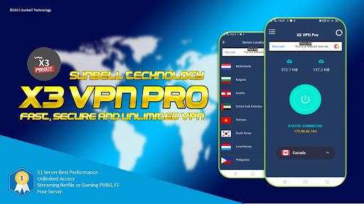 X3 VPN Pro - Fast , Secure & Unlimited VPN स्क्रीनशॉट 0