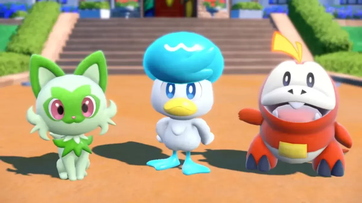 Gen 9 starters Sprigatito, Quaxly, and Fuecoco in Pokémon Scarlet & Violet