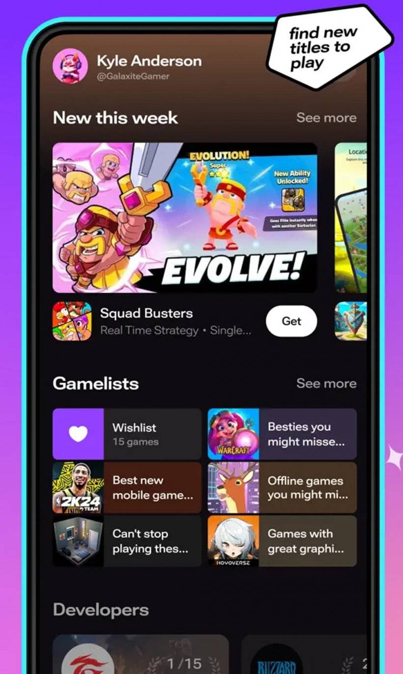 Una captura de pantalla de la App Store alternativa Skich que muestra una variedad de juegos que se ofrecen